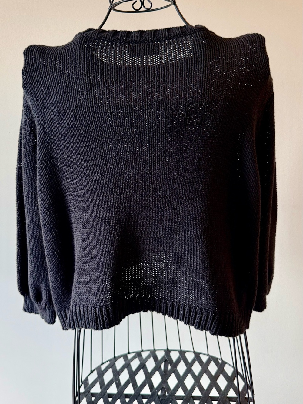Wooden Ships - Best Day Ever Boxy Knit Sweater - S/M - Washed Black Hot Pink - Picture 3 of 6